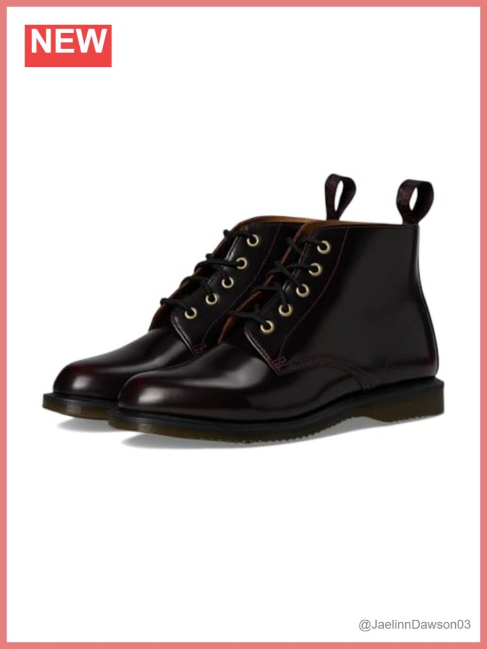 Arcadia Leather 5 Eye Lace-Up Ankle Boots Almond Toe Combat Style Dr Martens